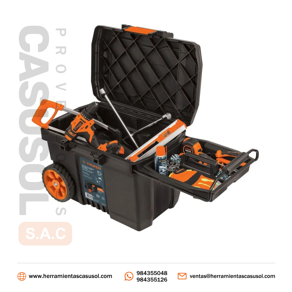 Caja Para Herramientas 23» Con Ruedas Y Mango Telescopico Truper 10902