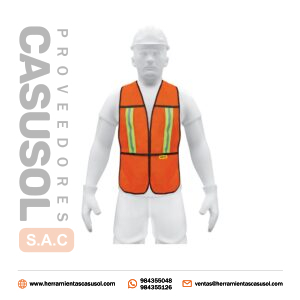 Chaleco De Seguridad Naranja Cintas Dobles De 3/4´´ Pretul 21025
