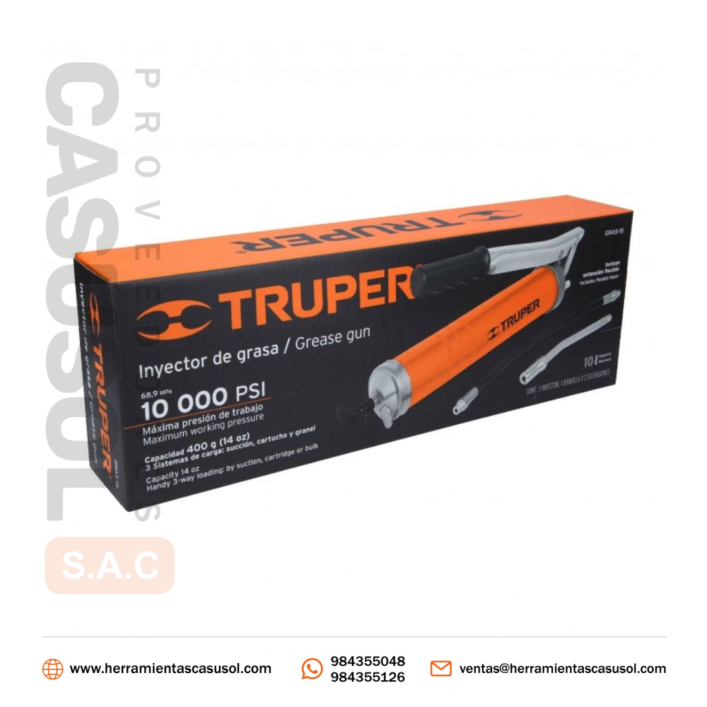 Engrasadora Industrial 14 Onz Con Extension Rigida Y Flexible Truper 14861
