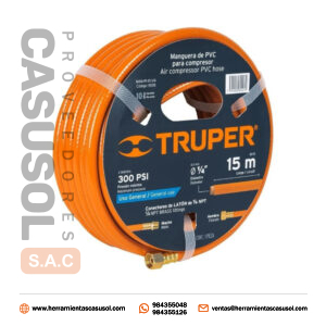 Manguera Para Compresora Pvc 1/4» X 15Mt Baja Presion Truper 19015