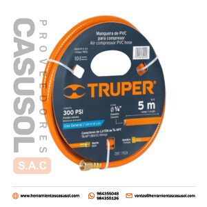 Manguera para Compresora PVC 1/4» X 5Mt Baja Presion Truper 19013